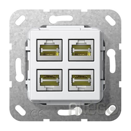 Bild: Gira Modular Jack RJ45 Cat6A rws 4fach LSA Plus 569903