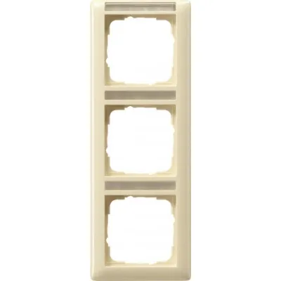 GIRA Abdeckrahmen 3-fach senkrecht 110301 | Standard 55 | Beschriftungsfeld | Kunststoff glänzend | cremeweiß RAL 1013