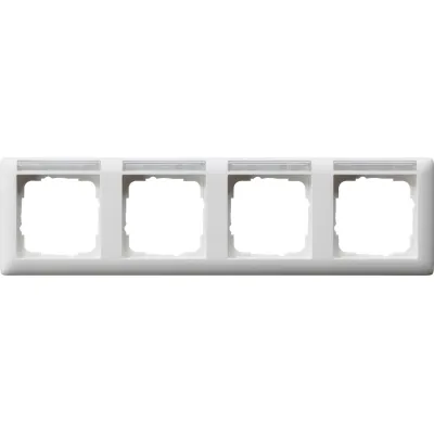 GIRA Abdeckrahmen 109427 | Standard 55 | 4-fach waagerecht | Beschriftungsfeld | Kunststoff matt | IP20 | Reinweiß