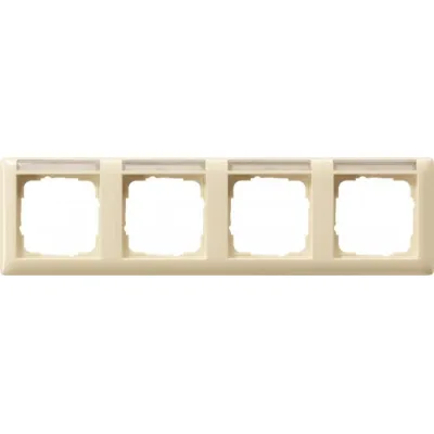 Gira Abdeckrahmen 109401 Standard 55 | 4-fach waagerecht | Beschriftungsfeld | Kunststoff | glänzend | cremeweiß