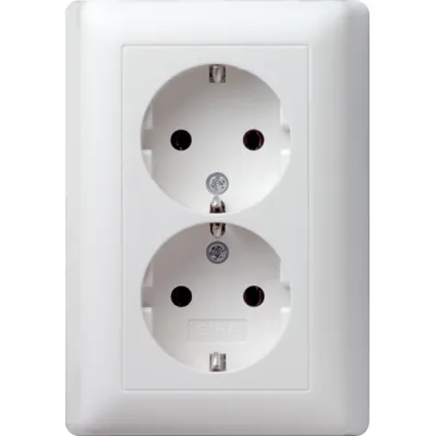 GIRA SCHUKO Doppelsteckdose 078004 | Unterputz | Standard 55 | 2-fach | 16A 250V | Vollplatte | Reinweiß matt