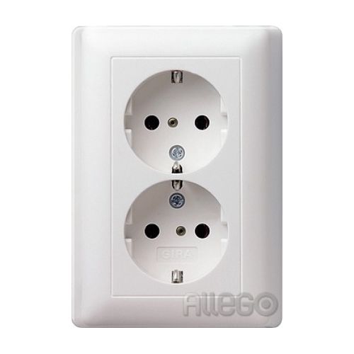 Bild: Gira Schuko-Doppelst.ds. rws-gl m. Kinderschutz 078303
