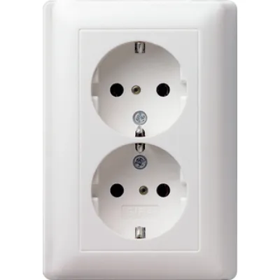 GIRA Doppelsteckdose SCHUKO 078303 | Unterputz System 55 | Kinderschutz | 16A | Reinweiß glänzend