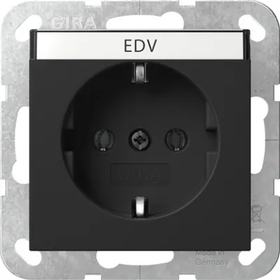 GIRA SCHUKO-Steckdose 4457005 | System 55 Unterputz | Beschriftungsfeld | 16A 250V | Kunststoff matt | Schwarz