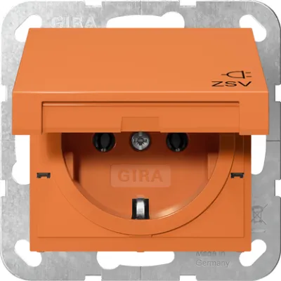 GIRA SCHUKO-Steckdose 4454109 | Unterputz System 55 | Klappdeckel | ZSV | 16A 250V | Orange glänzend