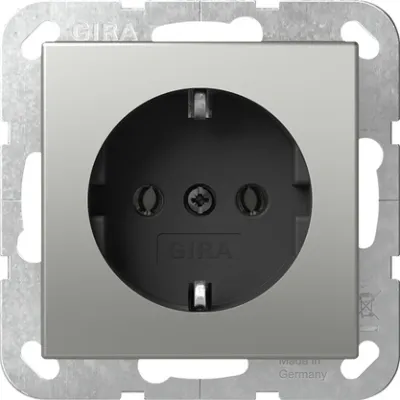 GIRA Steckdose SCHUKO Typ F 4466600 | Unterputz | Edelstahl | 16A 250V | System 55 | Schraubbefestigung | IP20