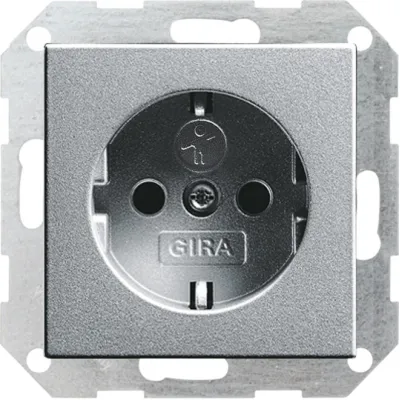 Gira Schuko-Steckdose alu m.Kindersch,System55 045326