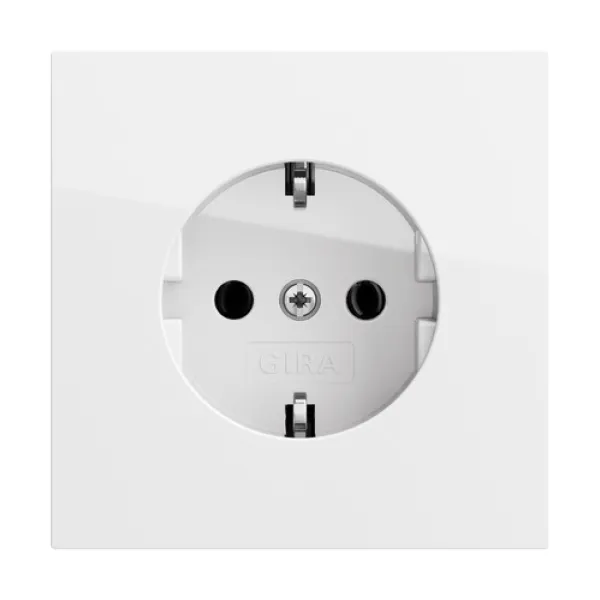 GIRA Steckdose SCHUKO 446670 | Unterputz Typ F | 16A 250V | Thermoplast | Flächenschalter | glänzend weiß RAL 9010