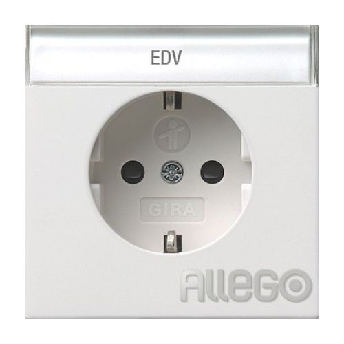 Bild: GIRA Schuko-Steckdose rws/gl mit Schriftfeld KS 0462112