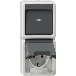 Gira Schuko-We.schalter-Kombi gr, senkr., AP-WG 017630