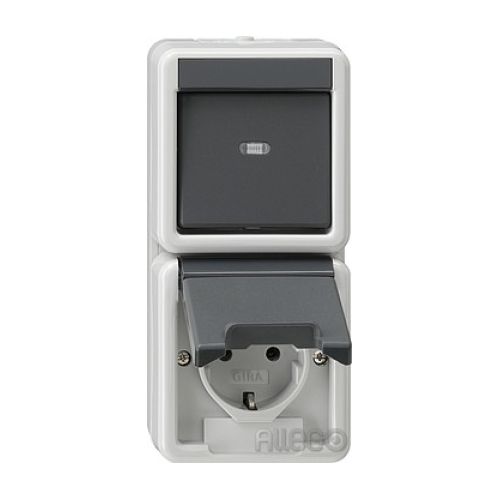 Bild: Gira Schuko-We.schalter-Kombi gr, senkr., AP-WG 017630
