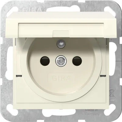 GIRA Steckdose 448801 | UP System 55 | Klappdeckel | erhöhter Berührungsschutz | 16A 250V | cremeweiß glänzend