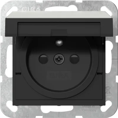 GIRA Steckdose 4488600 System 55 UP | Erdungsstift | Klappdeckel | erhöhter Berührungsschutz | Edelstahl | IP20