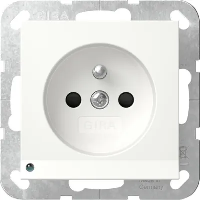 GIRA Steckdose 448927 | Unterputz Schuko mit LED-Orientierungslicht | Berührungsschutz | System 55 | reinweiß matt