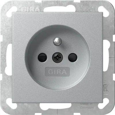 GIRA Steckdose 448526 | System 55 | Schutzkontakt mit Shutter | Unterputz | erhöhte Sicherheit | Aluminium | IP20