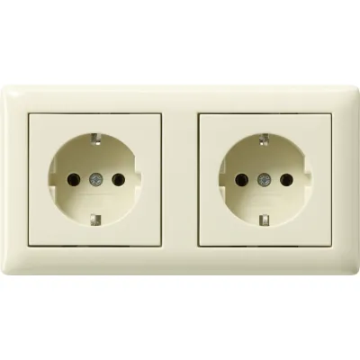 GIRA Steckdose 2-fach 479301 | SCHUKO Typ F | Unterputz IP20 | 16A 250V | cremeweiß glänzend