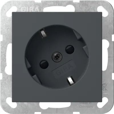 GIRA SCHUKO-Steckdose 441828 | Typ F | Unterputz | 30° gedreht | Shutter | Safety Plus | System 55 | 16A | anthrazit