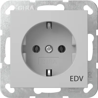 GIRA Steckdose SCHUKO 4458015 | EDV Aufdruck | System 55 | Unterputz | 16A 250V | IP20 | grau matt | Kunststoff