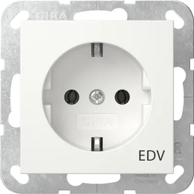 GIRA SCHUKO-Steckdose 445827 | EDV Aufdruck | Unterputz System 55 | 16A 250V | Reinweiß seidenmatt | Kunststoff | IP20