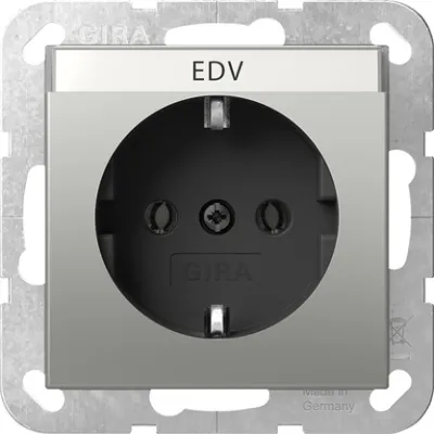 GIRA SCHUKO-Steckdose 4457600 | System 55 | UP | Edelstahl | Beschriftungsfeld | Typ F | 16A 250V | IP20