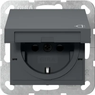 GIRA SCHUKO-Steckdose 441428 | Unterputz System 55 | Klappdeckel | Shutter | Safety Plus | 16A 250V | Anthrazit