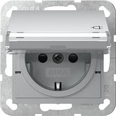 GIRA Steckdose SCHUKO 455726 System 55 | Unterputz | Klappdeckel | Beschriftungsfeld | Safety Plus | Alu