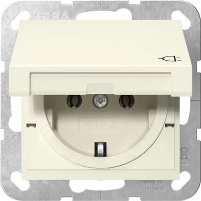 GIRA SCHUKO Steckdose 445401 | Unterputz System 55 | Klappdeckel | 16A 250V | IP20 | Funktionsbeleuchtung | cremeweiß