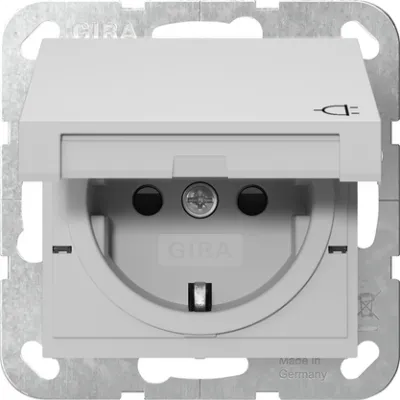 GIRA Steckdose Unterputz 4414015 | SCHUKO Typ F | Klappdeckel | Safety Plus | IP20 | 16A 250V | System 55 | grau matt