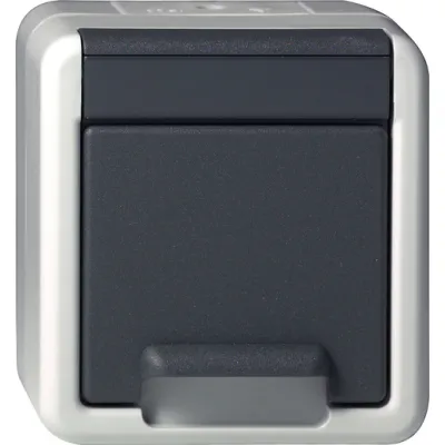 GIRA SCHUKO-Steckdose 444030 | Aufputz IP44 | 16A 250V | Klappdeckel | Thermoplast | grau