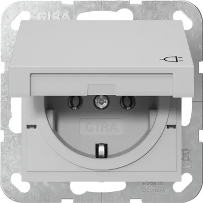 GIRA SCHUKO Steckdose 4454015 | Unterputz System 55 | Klappdeckel | 16A 250V Typ F | IP20 | Kunststoff | grau matt