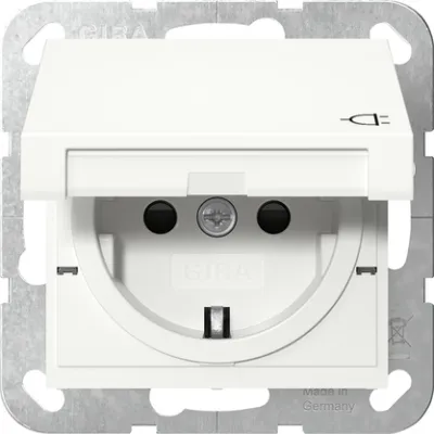 GIRA SCHUKO Steckdose 441403 | Unterputz | Klappdeckel | Safety Plus | System 55 | 16A 250V | IP20 | glänzend | reinweiß