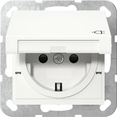 GIRA Steckdose Unterputz 475427 | SCHUKO Typ F | Klappdeckel | Berührungsschutz | System 55 | IP20 | weiß