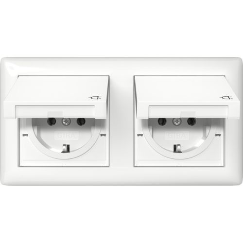 Bild: Gira Steckdose KD +Set IP44 Rahmen 2f Reinweiß 415803