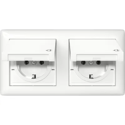 GIRA SCHUKO Steckdose 2fach 415803 | Unterputz IP44 | Klappdeckel | Set mit Rahmen | Standard 55 | weiß glänzend