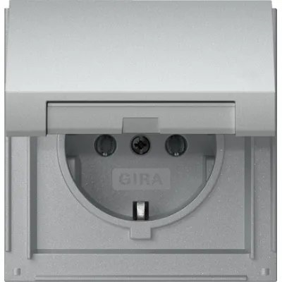 GIRA SCHUKO Steckdose 445465 | Unterputz | Klappdeckel | IP44 Spritzwasserschutz | 16A 250V | TX_44 | Aluminium