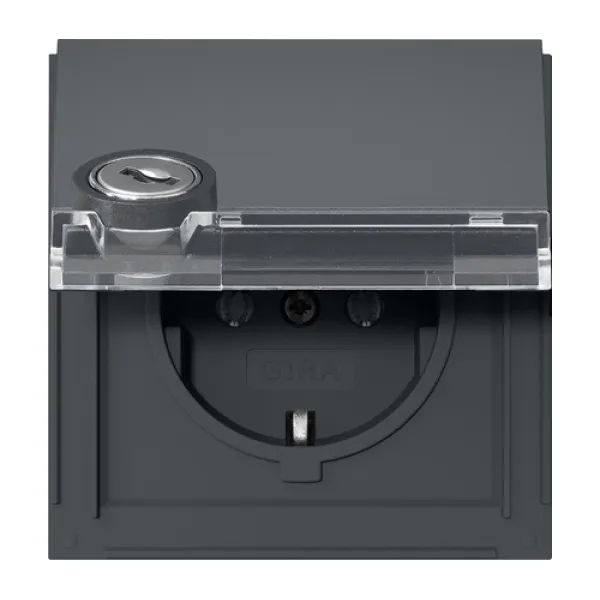 GIRA SCHUKO Steckdose 456967 | Unterputz | abschließbar mit Klappdeckel | IP44 | 16A 250V | anthrazit