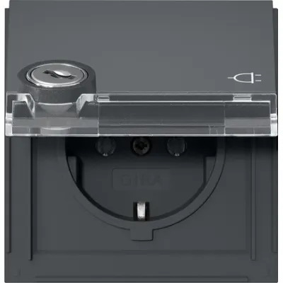 GIRA SCHUKO Steckdose 456967 | Unterputz | abschließbar mit Klappdeckel | IP44 | 16A 250V | anthrazit