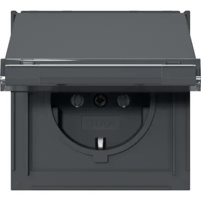 GIRA SCHUKO-Steckdose 441067 | Unterputz IP44 | Klappdeckel | Beschriftungsfeld | Thermoplast | anthrazit