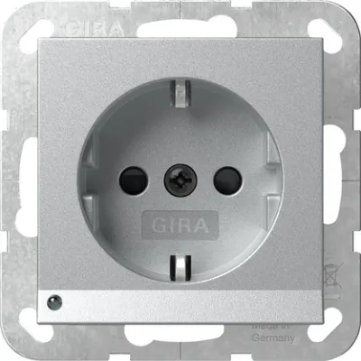 GIRA Steckdose SCHUKO 417026 | LED-Orientierungslicht | erhöhter Berührungsschutz | Unterputz System 55 | Aluminium