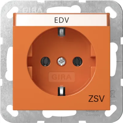 GIRA SCHUKO Steckdose 4457109 | Typ F CEE 7/3 | Unterputz | ZSV Beschriftungsfeld | 16A 250V | System 55 | orange