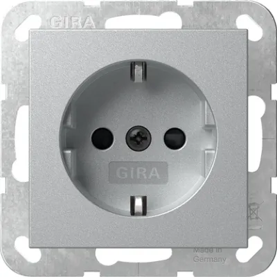 GIRA Steckdose SCHUKO 418326 | Unterputz System 55 | Safety Plus Kinderschutz | 16A 250V Typ F | Alu