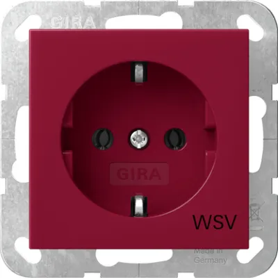 GIRA SCHUKO-Steckdose 4188108 | Typ F Unterputz | System 55 | WSV Kennzeichnung | 16A 250V | Kunststoff glänzend | Rot