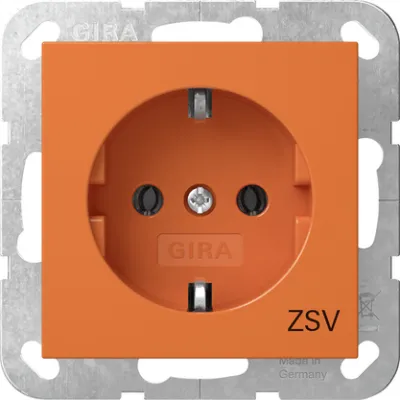 GIRA SCHUKO-Steckdose 4188109 | Typ F | ZSV Zusatz-Sicherheitsversorgung | Unterputz | System 55 | 16A | Orange
