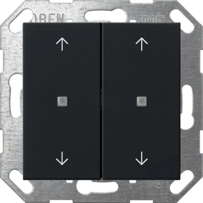 GIRA KNX Taster 2-fach 5174005 | System 55 | Busankoppler | Temperatursensor | Wippe mit Pfeilsymbolen | Schwarz matt