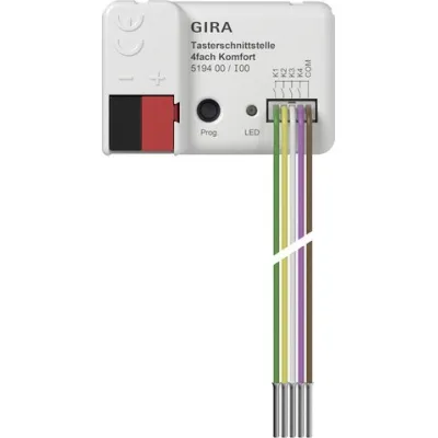 GIRA Tasterschnittstelle 4fach Komfort 519400 KNX Secure | Unterputz | 4 Eingänge | LED-Steuerung | Busankopplung