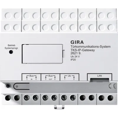 GIRA TKS-IP-Gateway 2. Gen 262198 | IP Türkommunikation | 10 Lizenzen | Bus-System | LAN | DIN-Schiene | 108x76x91 mm