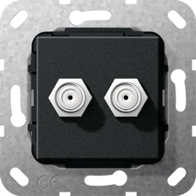 Gira SAT F-Buchse 2-fach Einsatz | Unterputz | Schwarz matt | System 55 | IP20 | Schraubbefestigung