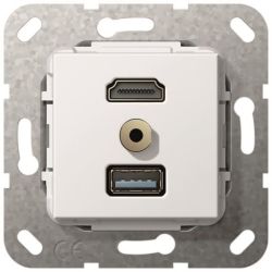 GIRA UP Tragring HDMI und USB A rws Kabelpeitsche 568103