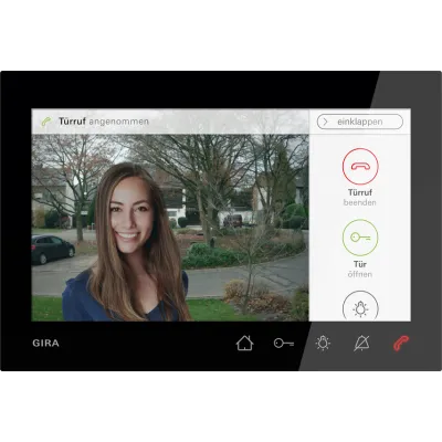 Gira Wohnungsstation Video AP 7 | 1209005 | Video-Türsprechanlage 7" | Touchfunktion | Freisprechfunktion | Schwarz matt