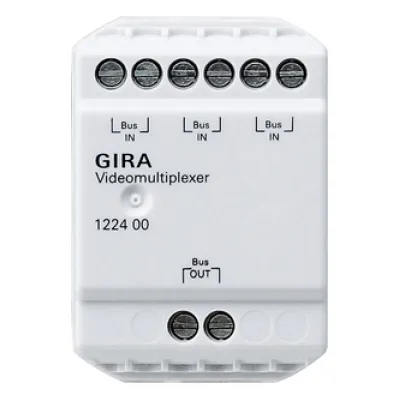 GIRA Videomultiplexer Türkommunikation 122400 | Videomodul Bus 2-Draht | Für bis zu 3 Türstationen | 36x52x27 mm | Weiß